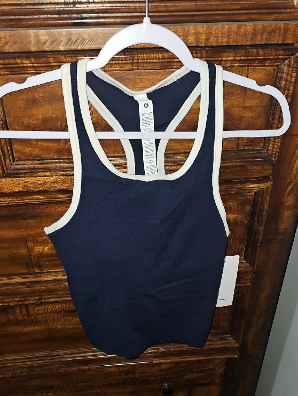 Lululemon Ebb To Street Cropped RB Tank! Contrast! Sz 10, TRNV/LTIV! Nwts